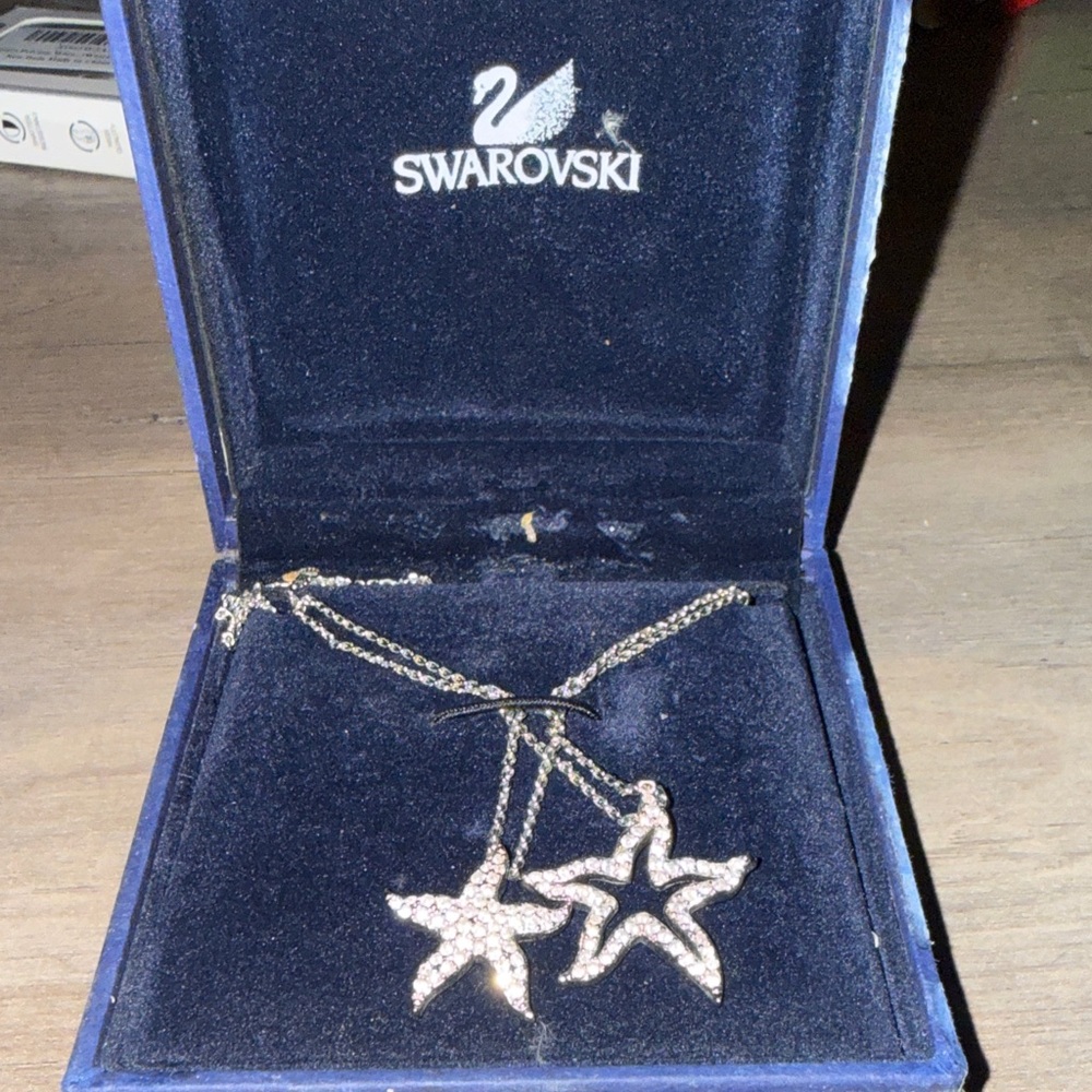 Swarovski Rose Gold Starfish Double Pendant Necklace